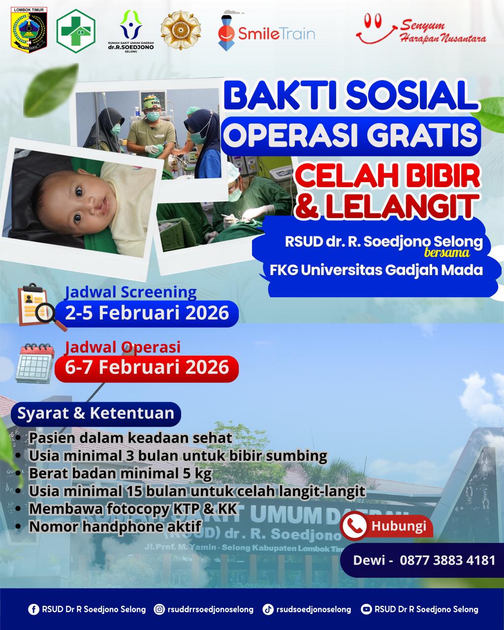 RSUD dr. R. Soedjono Selong Gelar Bakti Sosial Operasi Gratis Celah Bibir dan Lelangit
