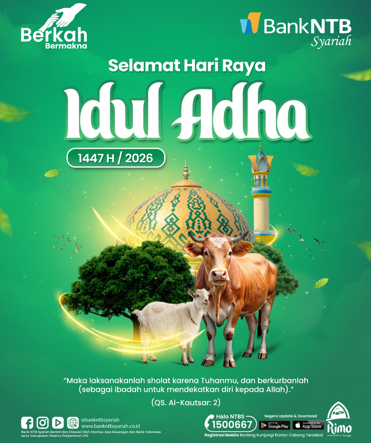 Bank NTB Syariah Mengucapkan Selamat Hari Raya Idul Adha 1427 H