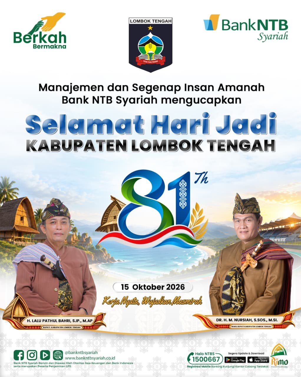 Ucapan Selamat Hari Jadi Lombok Utara dari Bank NTB Syariah